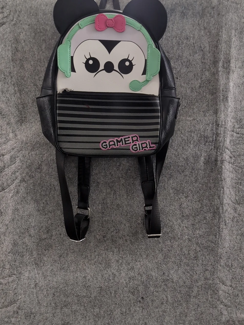Disney Black Mini Backpack with Pink Bow & Mint Headset Accents